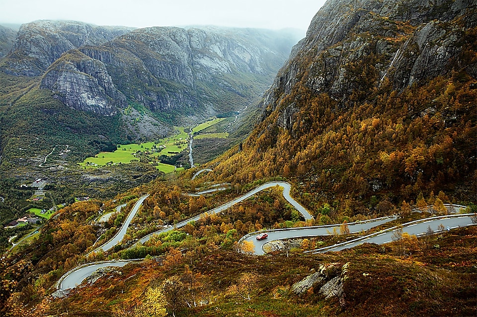 Zigzag road in beautiful natural scenery